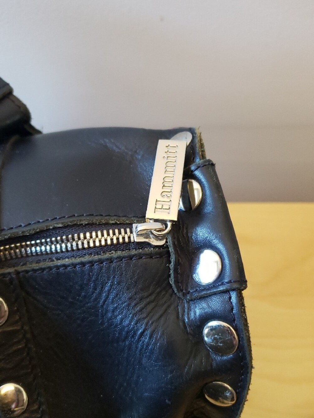 Hammitt Black Leather Studded Satchel with Silver Hardware - Picture 7 of 14